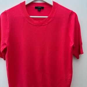J. Crew Bright Pink Short-sleeve silk-blend crewneck sweater
